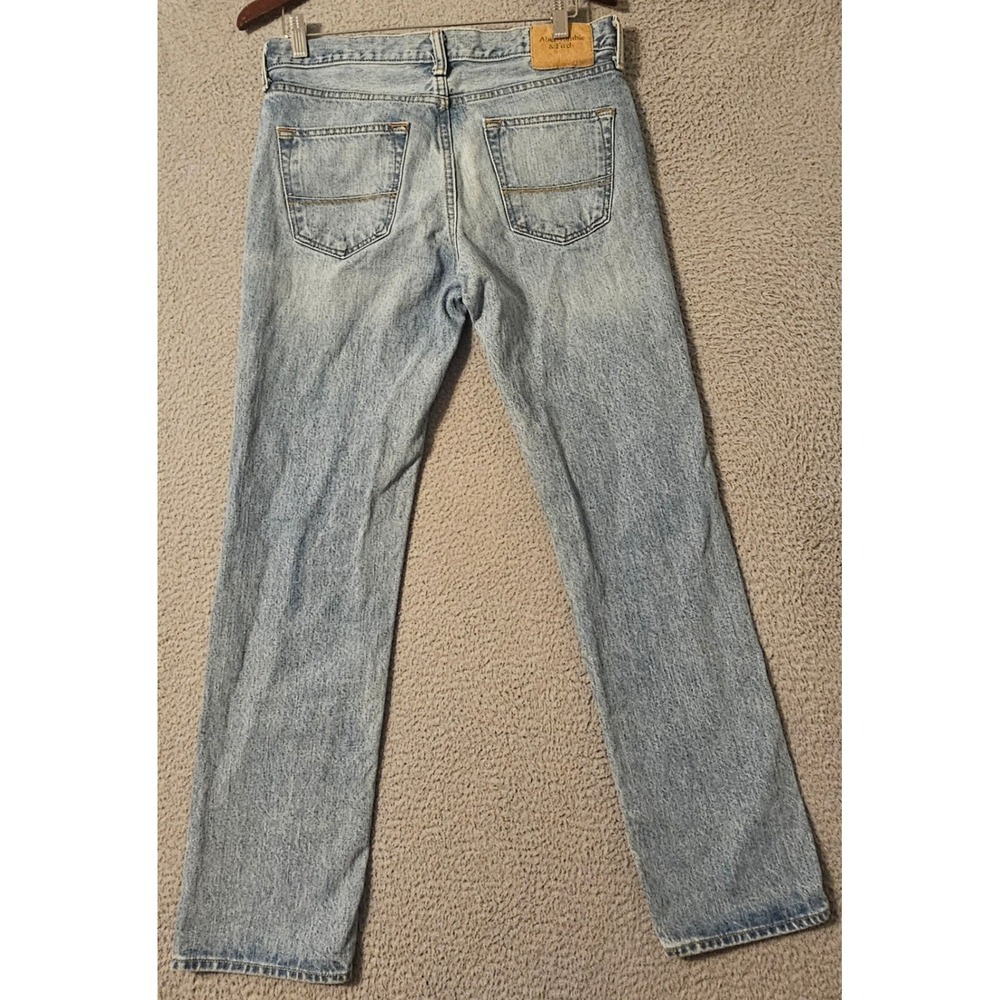 Y2K Abercrombie & Fitch Classic Straight Light Wash Blue Denim Jeans Mens 30x32 - Picture 2 of 8